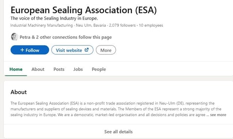 Image of the ESA's LinkedIn profile.